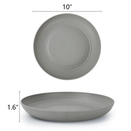 Homienly Dinner Plates Set of 8 Premium Wheat Straw Plates Alternative for Plastic Plates Lightweight Round Plates Microwave and Dishwasher Safe Plates for Kitchen Unbreakable Plates (Grey, 10 inch)