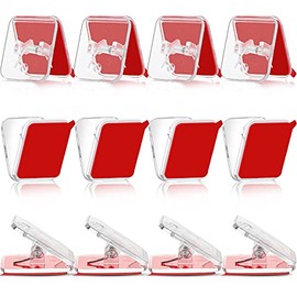 Self Adhesive Clips, Tapestry Hangers, Wall Clips, Shower Curtain Clips, Photo Clips for Paper Flag Hanger Double-Sided Adhesive Spring Clips for Teachers, Poster and Home Office Rope(Clear,12 Pieces)