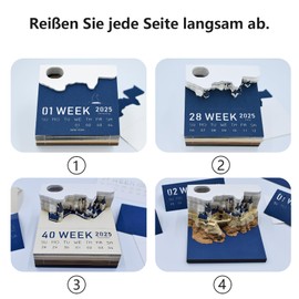 3D Calendar 2025, Advent Calendar, 3D Tear Paper Calendar 2025, 3D Paper Sculpture Magic Castle Weekly Calendar, Creative Notepad with Lamp and Pen Holder, DIY Worktop Decorations