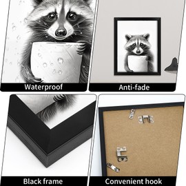 Inzlove Funny Bathroom Wall Art Black and White Bathroom Decor Animal Canvas Prints Paintings Wall Decor Aesthetic