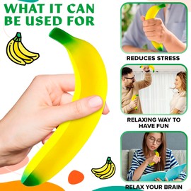 Banana Squishy Fidget Stress Relief Toys - Bananas Yellow Accessories Fidget Toy Adult Party Favor Anti Stress Toys Foam Squishy Toys - Stress Toy Stretchy Banana Decorations Fidget Adult Toy