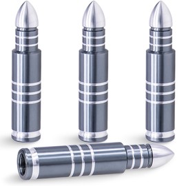MEAJOO 4PCS Bullet Style Long Tire Valve Caps, Corrosion Resistant Leak-Proof Tire Air Cap, Aluminum Alloy Wheel Valve Covers fits Cars, Trucks, Bikes, Motorcycles, Bicycles Tire Caps(Gray)