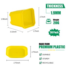 foxany 3" Plants Nursery Pot, 30 Pcs Thick Plastic Square Yellow Planting Pots, Plant Seedling Pots, Seed Starting Pots with Saucers - Yellow