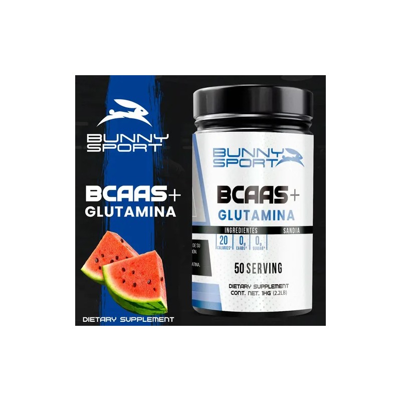 Suplemento de BCAAs y Glutamina Bunny en Polvo Sabor Sandía