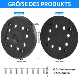 Pack of 2 Sanding Discs 125 mm Velcro for PEX 270 A/AE | 8 Holes & 4 Eyes | Includes Screws + Screwdriver | Hook and Loop System