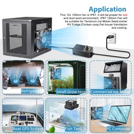 GDSTIME IP67 120 mm PC Fan 230 V 120 x 25 mm AC Plug 220 V 120 mm Cooling Fan 4 V-12 V Adjustable Speed