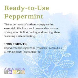 Aura Cacia Ready-to-Use Peppermint Essential Oil in Fractionated Coconut Oil | GC/MS Tested for Purity | 4 fl. oz.