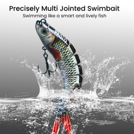 Pristis 5 pcs Multi Jointed Swimbaits, Artificial Fishing Lures for Saltwater Freshwater, Lifelike Slow Sinking Animated Hard Baits Set for Bass Pike Perch Trout Crappie Walleye Snook, Fishing Plugs