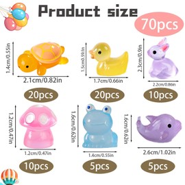 BAGUBDR 70 PCS Mini Resin Animals, 6 Miniature Animal Statue Lovely Resin Animals Mini Figures Mini Animal Figures Suitable For Home And Office Decoration