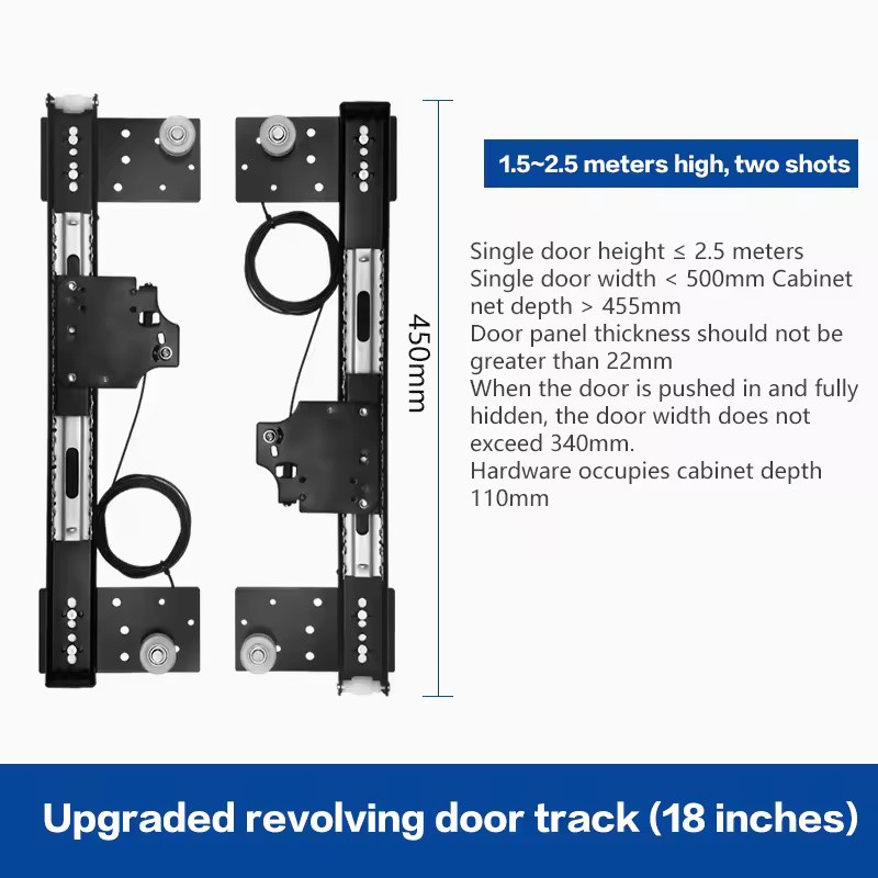 Hidden Folding Swing Door Track Hardware Kit for Cabinet and