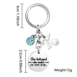 Inspirational Gift Key Chains "She Believe She Could So She Did"Encourage Key Rings for Her Women Girls Sister BFF Best Friends Bestie Colleague Graduation Birthday Christmas Anniversary Key Chain (K)