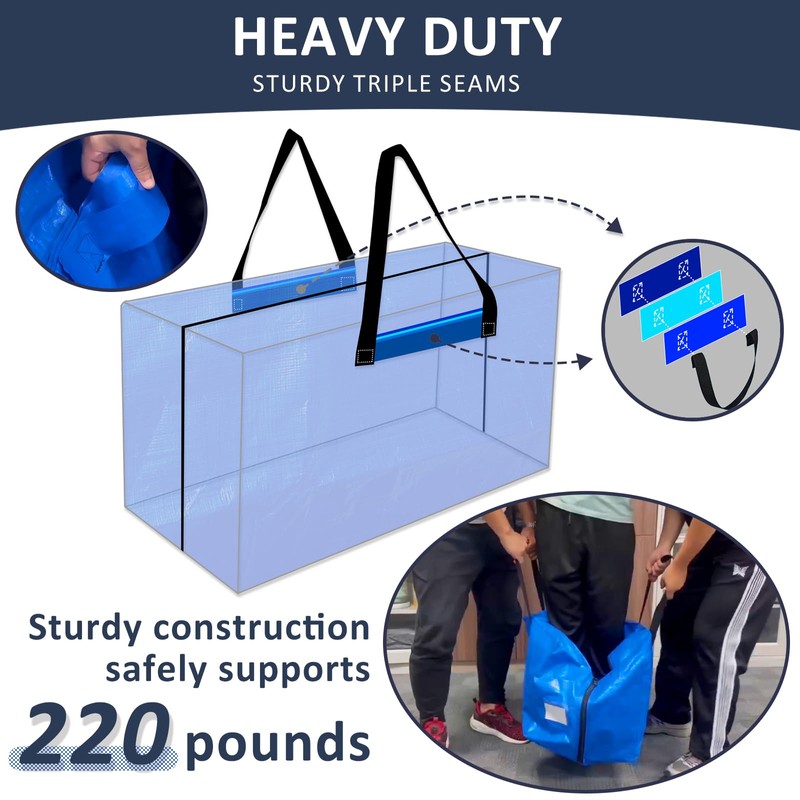 Extra Large Moving Bags with Strong Handles, 6 Pack Heavy