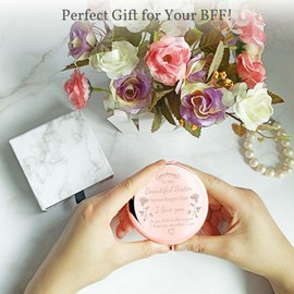 boutikpro Sister Gifts Compact Mirror, to My Beautiful Sister Gorgeous Rose Gold Compact Mirror Unique Friend Gift Mirror for Women Girls Sisters for Women BFF