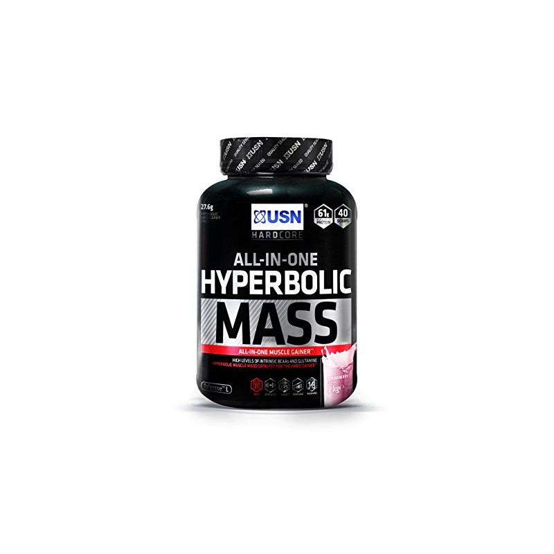USN Hyperbolic Mass All-In-One Gainer Shake Powder, Strawberry, 2 kg