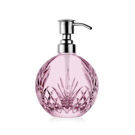 Godinger Soap Dispenser with Pump, Crystal Glass Lotion Dispenser, Bathroom and Kitchen Liquid Soap Dispenser - Dublin Collection, Blush