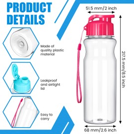 Tioncy 20 Pieces Plastic Water Bottles for Kids Bulk 17 oz Gym Sports Adults Kids Reusable Large Water Bottles Leakproof Drink Flip Top Bottles for Party Outdoor Children School