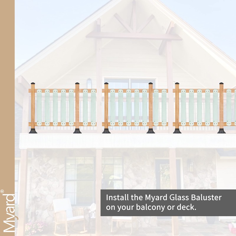 5-Pack 29.5 Inch Myard Scenic Frontier Tempered Glass Balusters with