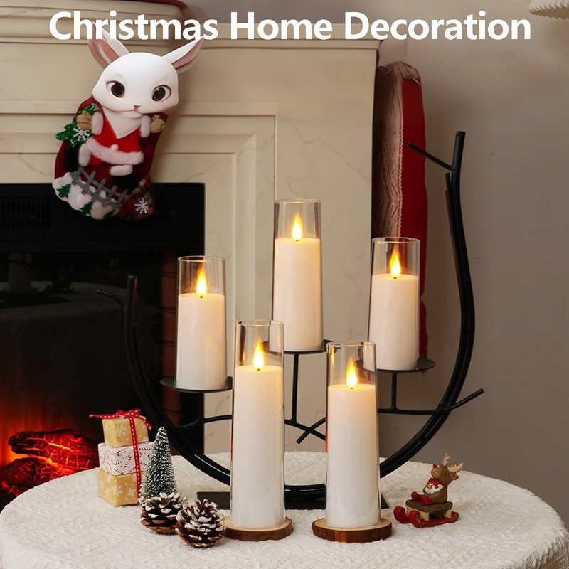 Pack of 5 LED Candles, Flickering Flame Candles with Remote