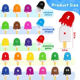 USATDD Numbers Learning Toys Number Popsicles Matching Toy Learning Numbers & Patterns Preschool Learning Activities Montessori Toys Back to School Gifts for Kids Ages 3+
