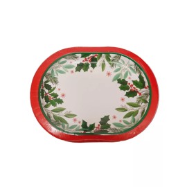 Creative Creations Holly Jolly Christmas 8 Ct Oval Banquet Platters Plates 10 x 12 Snow Berries