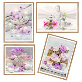 DCIDBEI 30 x 30/40 cm 5D 4 Pieces Diamond Painting Phalaenopsis, Round Beads Pictures Diamond Buddha, Diamond Painting Spirituality, Party Gifts for Adults / Interior Decoration Bedroom