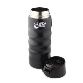 Pioneer Flasks Double-Wall Vacuum Travel Flask Hot and Cold Drink Bottle, 480ml, Black