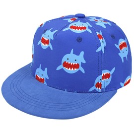 XYIYI Shark Blue Kids Baseball Caps Cotton Sun Hat Adjustable Trucker Hats Sport Visor Cap for 2-4 Years Old Boys