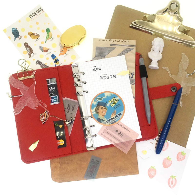 A6/A5, 6 Holes, Felt Cover, Round, Ring Binder, Loose Leaf