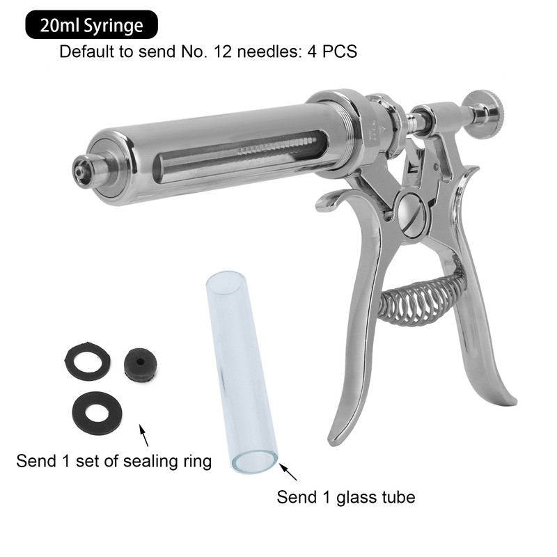 SemiAutomatic Metal AntiRust Livestock Injection Syringe for Veterinary Equipment(20ml Syringe