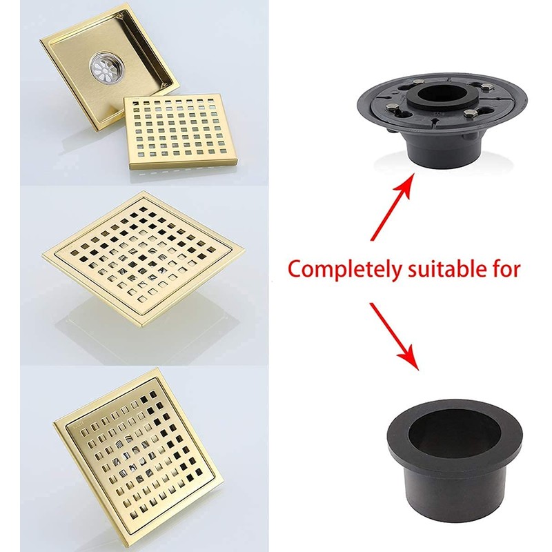 RANDOM Brushed Gold Shower Drain Square 6 Inch Shower Floor