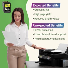 Mirone Remanufactured Ink Cartridge Replacement for HP Ink 63 for HP 63xl Ink Cartridge Combo Pack for HP 63 Ink Cartridges for HP Printers 63 Printer Ink Cartridges for HP Officejet 3830 (1bk)