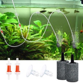 Aswalling Airline Tubing Aquarium Air Pump Accessories for Fish Tank with Air Stones, Check Valves, Suction Cups and Connectors