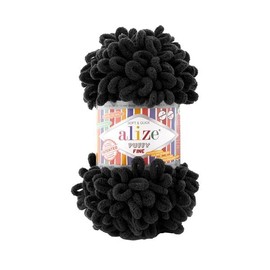 3 Balls/Skeins Alize Puffy Fine Baby Small Loop Blanket Yarn 100% Micropolyester Soft Wool Each Ball 100g 14.5m - 1060 Black