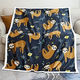 evrez Sloth Blanket Cute Sloth Gifts for Adults Kids Sloths Lovers Gifts Soft Lightweight Flannel Fleece Throw Blanket with Sloths (Sloth 3, 48"x60")