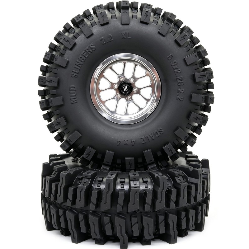HOBBYSOUL 5.9'' Tall Mud Slingers XL RC 2.2 beadlock Wheels
