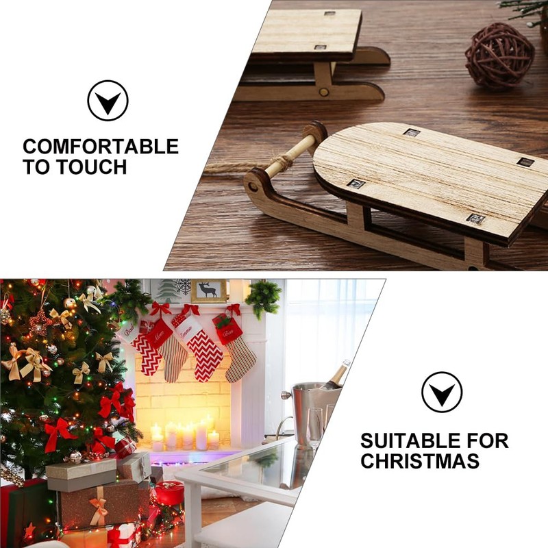BESPORTBLE Mini Sledge Miniature Wooden Mini Sledge Kit Table Top
