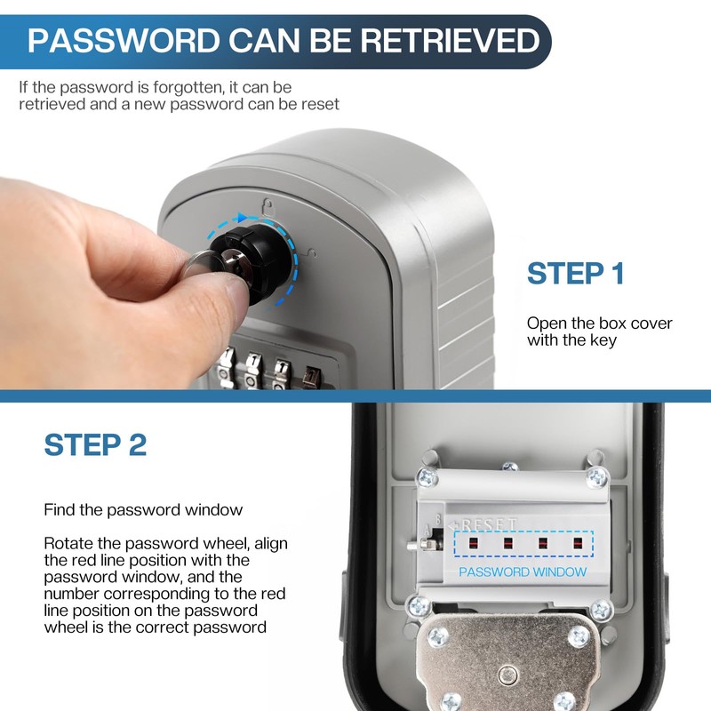NBYT Portable Combination Lock keybox, Forgotten code can be found,For