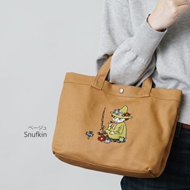 Moomin RMCK-01 Women's Tote Bag, Mini Embroidery, Lunch Tote, beige (snuffkin)