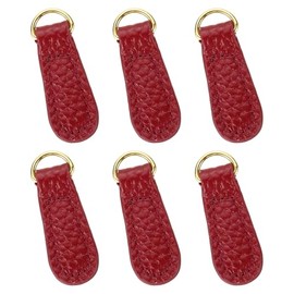 sourcing map 6pcs Zipper Pull, 1.57 Inch Litchi Leather Zip Puller Zipper Replacement Repair Kit Zipper Head Handle for Luggage Clothing Jackets Backpacks Boots, Dark Red