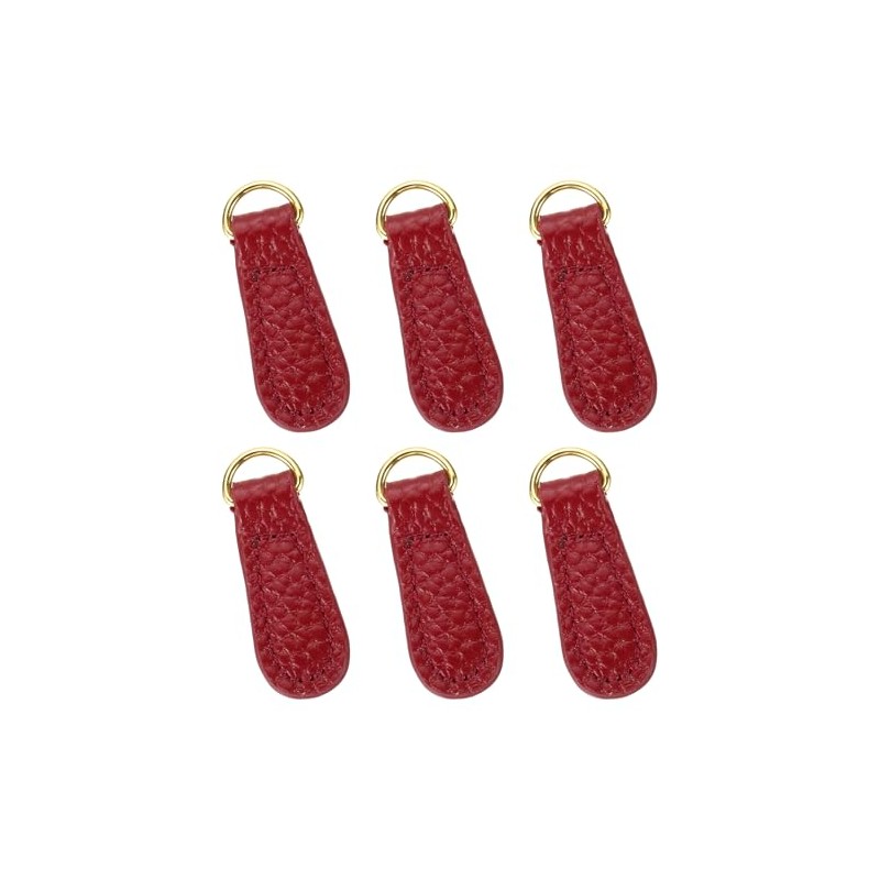 sourcing map 6pcs Zipper Pull, 1.57 Inch Litchi Leather Zip