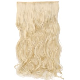 S-noilite Elegant 29"(73cm) Longest Curly Bleach Blonde 3/4 Full Head One Piece 5 Clips Clip in Hair Extensions