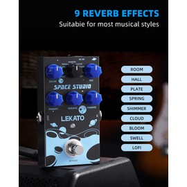 LEKATO Reverb Pedal 9 Digital Reverb Effects Guitar Effects Pedal for Electric Guitar