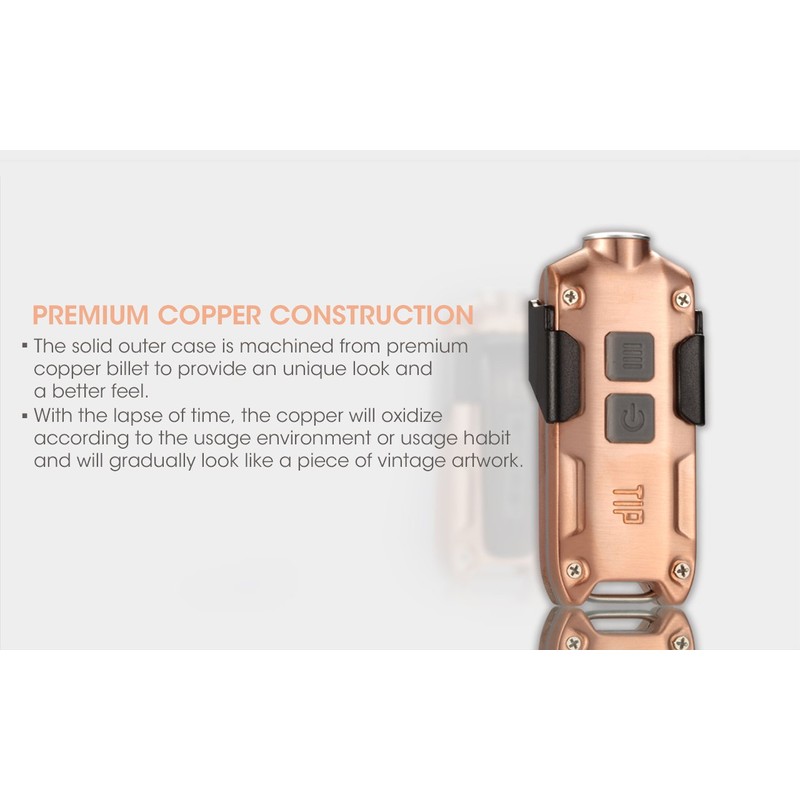Nitecore Tip 2017 360 Lm Rechargeable Keychain Flashlight Copper