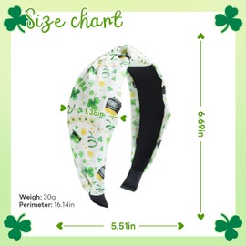 ATLKDLK St. Patrick’s Day Knotted Headband Green Clover Hat Wide Thick Head Hoop Non Slip fashion headband Irish St. Patrick's Day Decor Head Accessories Gifts for Women
