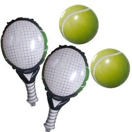 DIADARL 4Pcs Green Tennis Party Balloons Decorations Tennis Ball Foil Mylar Balloons for Men Women Sports Tennis Themed Birthday Party Supplies Sports Birthday Party Decorations Tennis Baby Shower
