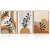 BINCUE Large Boho Framed Wall Art Painting Mid Century Modern Decor Prints Boho Canvas Wall Decor for Living Room Bedroom Artwork Decor 16x24 Inch 3 Pieces