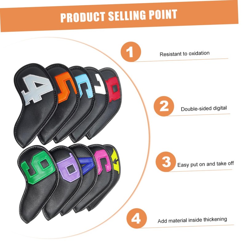 Mipcase 10pcs Golf Club Head Covers Durable PU Material Collision