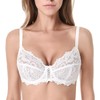 Wingslove Women's Floral Lace Bra, Underwired Bra, Unpadded, Soft Cup,
