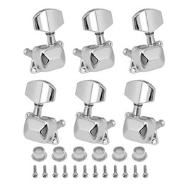 ZYAMY 6PCS Semi Closed Guitar Tuner String Tuning Pole Head Set Folk Guitar Knobs Acoustic Electric Guitar Locking Tuner Silver 3R 3L String Tuning Foot Keys Machine Head Set