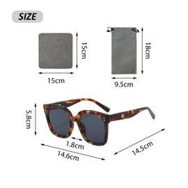 TYFGRT 1 x Sunglasses, Equipped with 1 x Glasses Cloth and 1 x Glasses Bag, Fashionable Sunglasses, Sun Protection Sunglasses, Outdoor Travel Equipment, Leopard print, black frame, grey piece